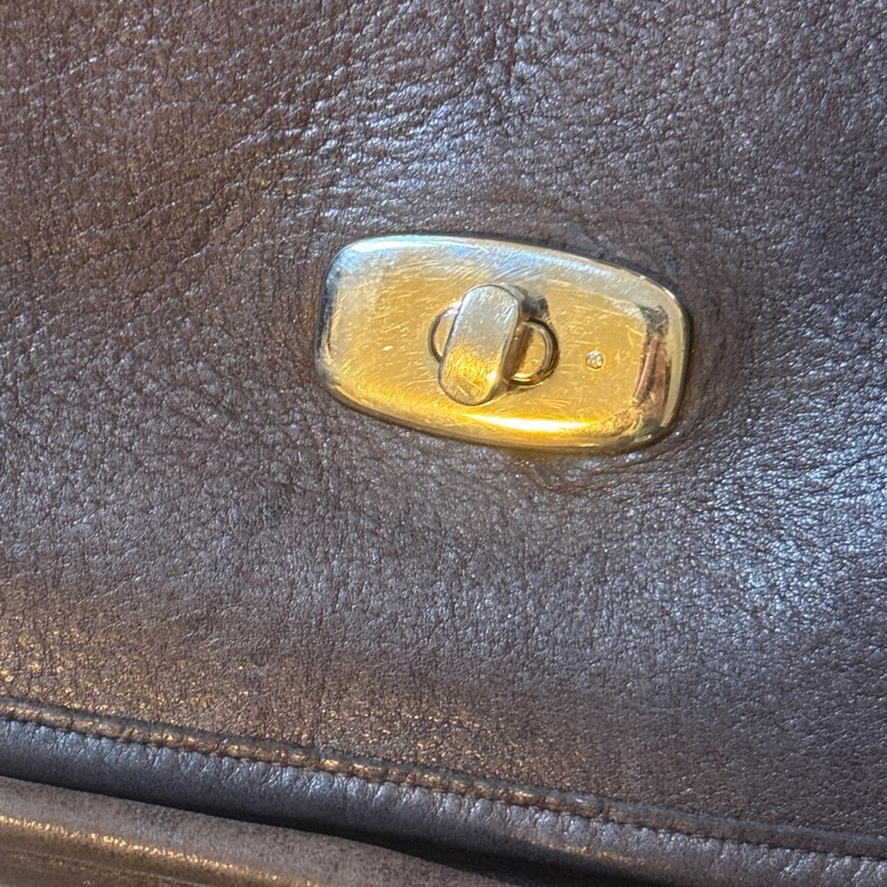 Vintage Coach 70s NYC Dk Brown Leather Bag Metal Plaque Pre-Creed (altered) - Picture 4 of 15